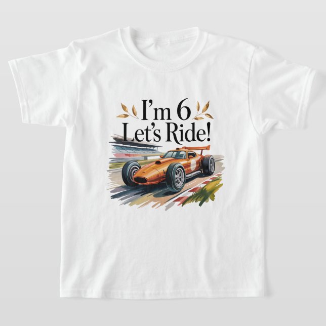 Camiseta Cool Race Car Birthday Design for 6 Year Old Boys (Postura )