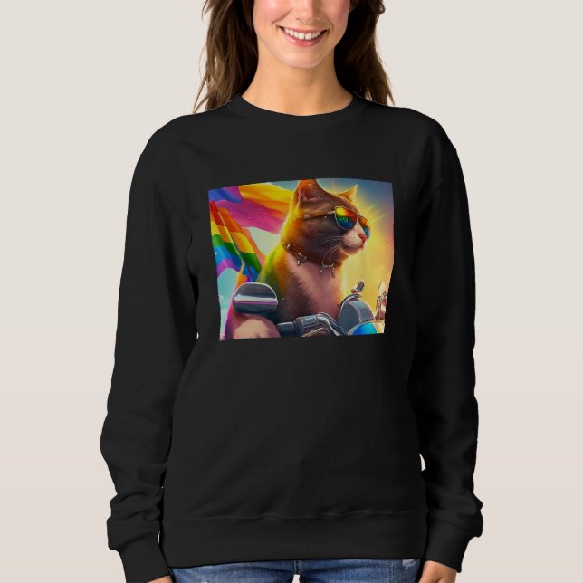 Camiseta Cool Rainbow Cat LGBT Sunglasses Bisexual Funny Ki (Frente)