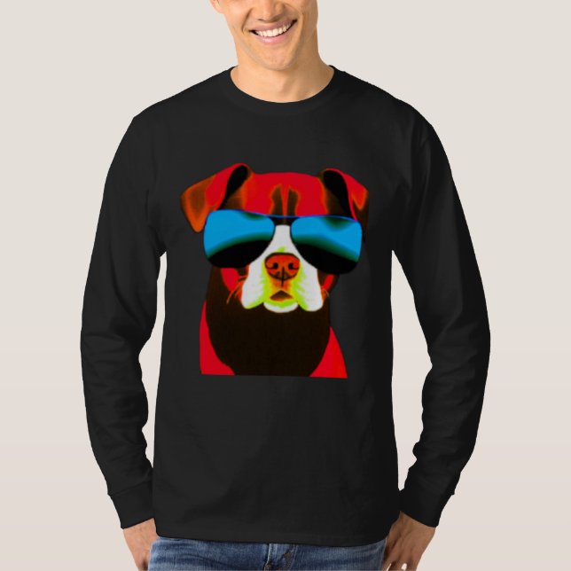 Camiseta Cool Red Dog Wearing Sunglasses  1 (Frente)