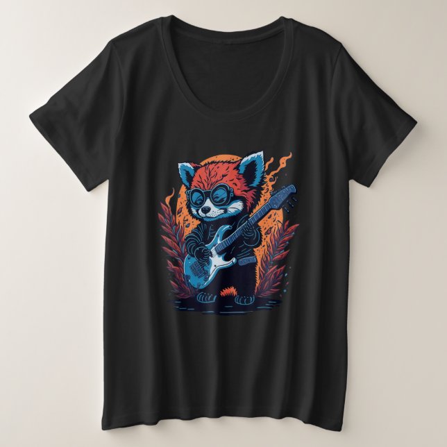 Camiseta Cool Red Panda Playing Guitar Graphic Animal Enthu (Frente do Design)