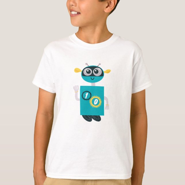 Camiseta Cool Robot Custom Age Boys Birthday  (Frente)