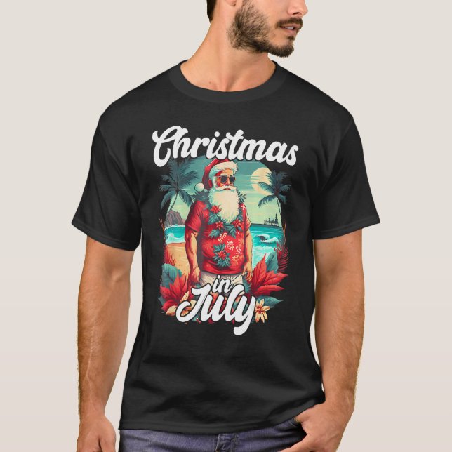 Camiseta Cool Santa Christmas In July Santa Sunglasses Hawa (Frente)