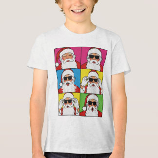 Camiseta Cool Santa Claus Pop Art with Sunglasses - Retro C