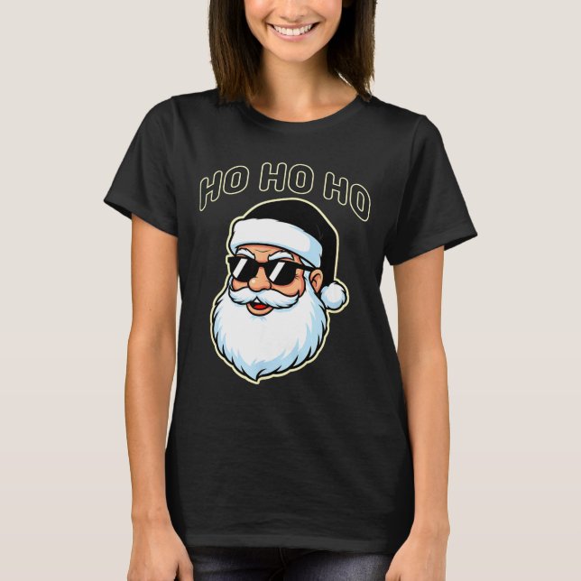Camiseta Cool Santa In Black Hat Sungles Graphic 2  (Frente)