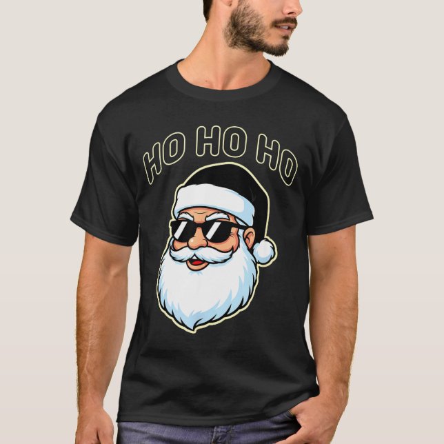 Camiseta Cool Santa In Black Hat Sungles Graphic 2  (Frente)