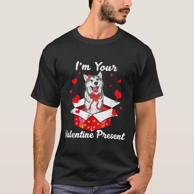 Camiseta Cool Siberian Husky I M Your Valentine Day Present (Frente)