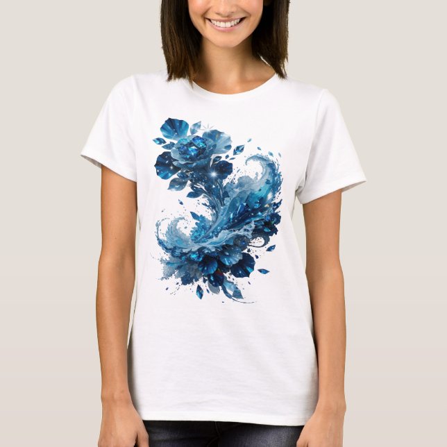 Camiseta Cool Silver BLUE ICE FLOWERS (Frente)