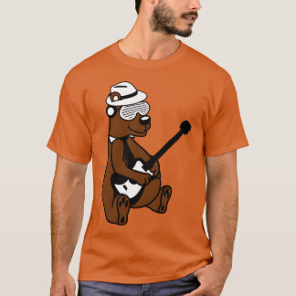 Camiseta Cool Sitting Grizzly Brown Bear Playing Guitar Fun