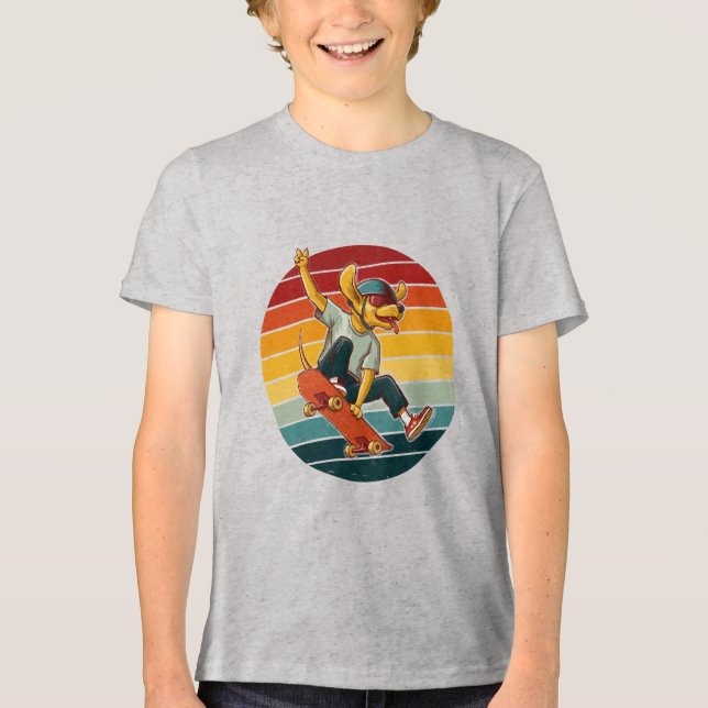Camiseta Cool Skateboarding Dog Illustration (Frente)