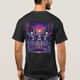 Camiseta Cool Skeletons In The City Vaporwave Style Design
