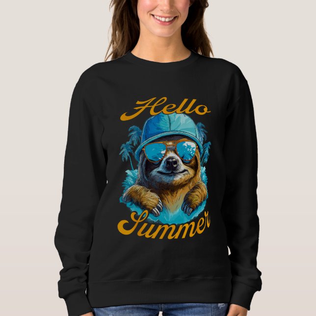 Camiseta Cool Sloth Hello Summer Vacation Beach Summer (Frente)