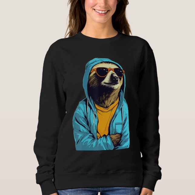 Camiseta Cool Sloth With Sunglasses And Blue Jacket For Laz (Frente)