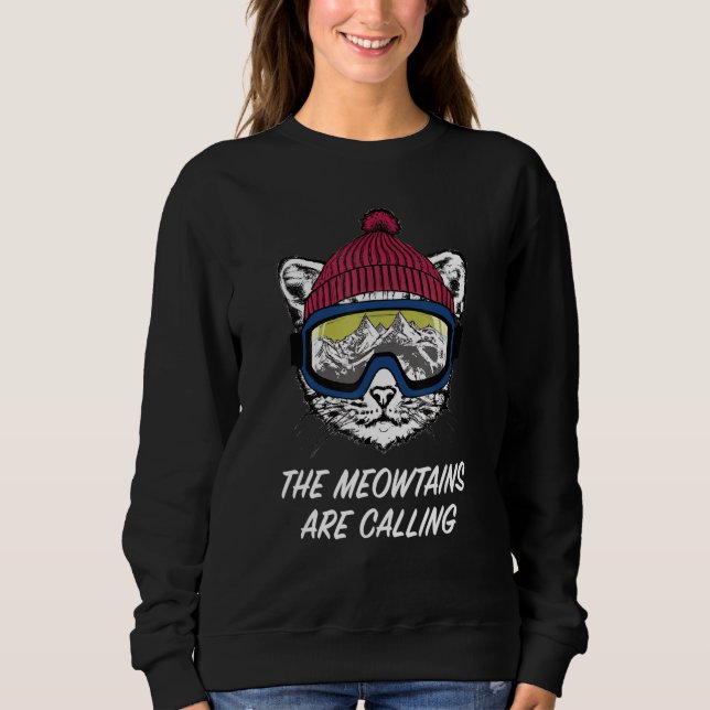 Camiseta Cool Snowboard Ski Lover Mountain Skier Funny Cat  (Frente)