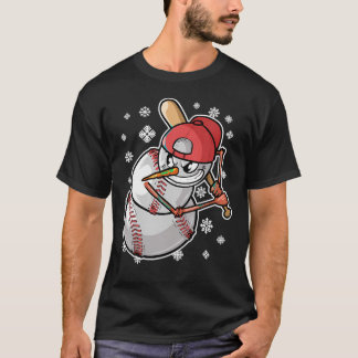 Camiseta Cool Snowman Baseball Player Baseball Bat Christma