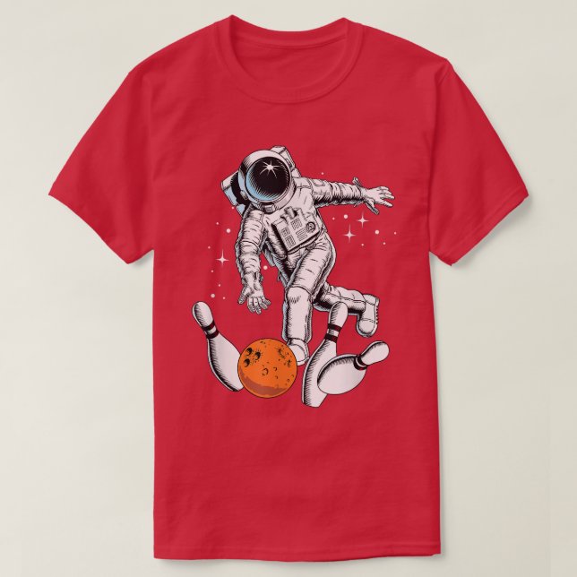 Camiseta Cool Space Astronaut Playing Bowling Graphic Desig (Frente do Design)