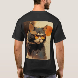 Camiseta Cool Streetwear Graffiti Cat with Sunglasses Graph