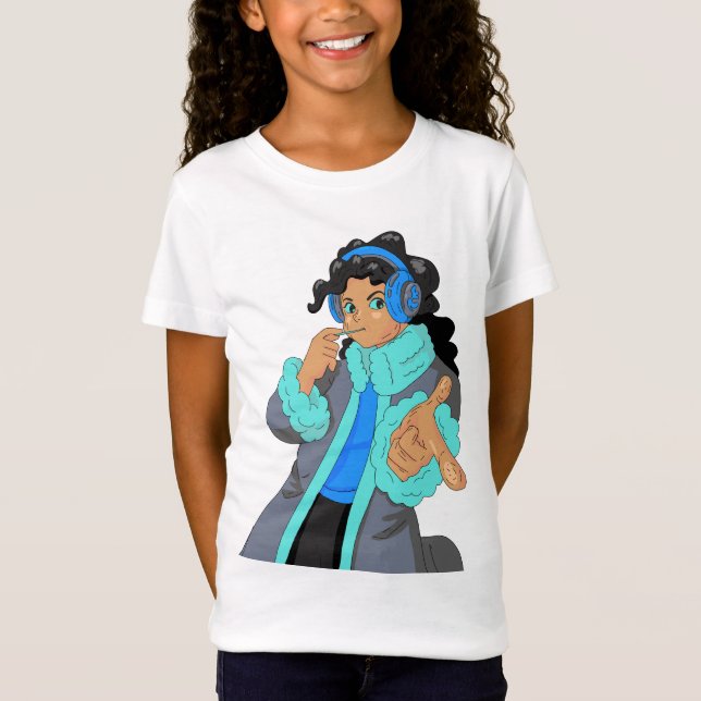 Camiseta Cool Stylish Girl Wear Headphone Headset Music (Frente)