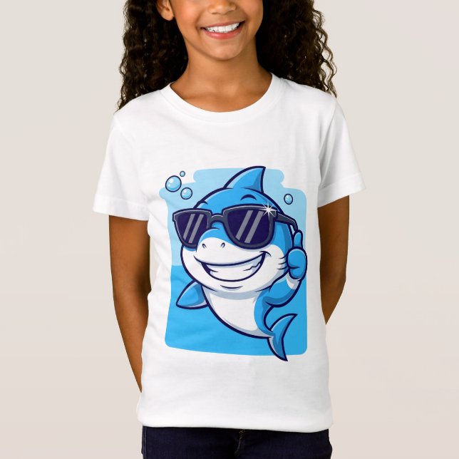 Camiseta Cool Sunglasses Shark Thumbs‑Up Art (Frente)