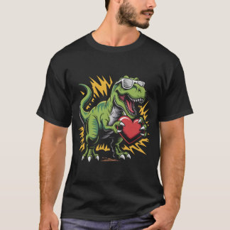 Camiseta Cool T-Rex Dinosaur Valentine's Day Heart Sunglass