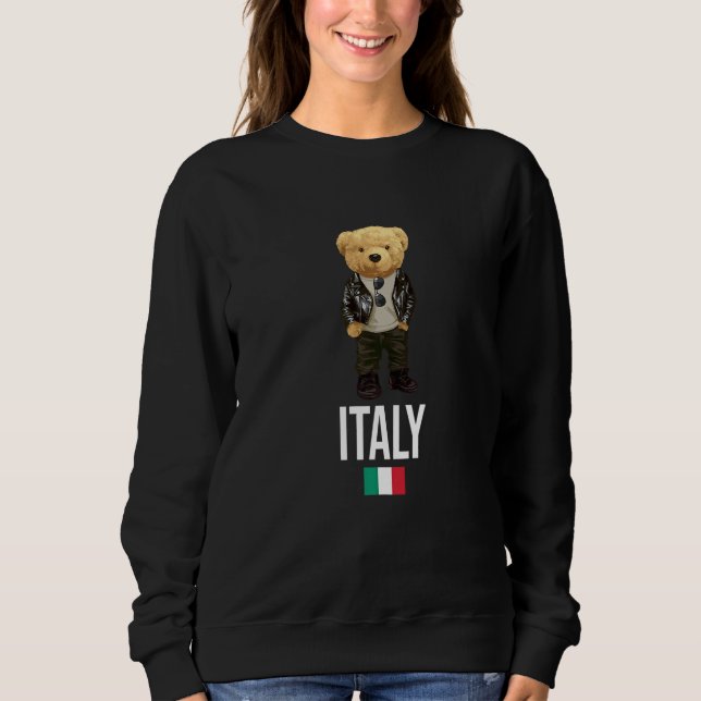 Camiseta Cool Teddy Bear in Italy Style Illustration Graphi (Frente)