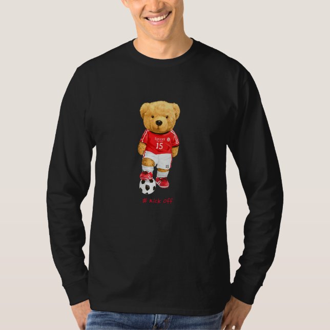 Camiseta Cool Teddy Bear Soccer Kick Off Style Illustration (Frente)
