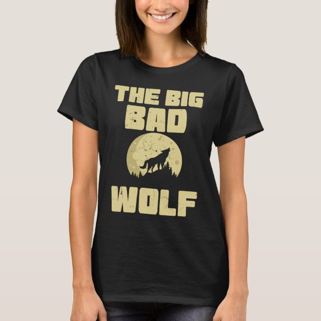 Camiseta Cool The Big Wolf Howling Moon Fairy Tale Readers (Frente)