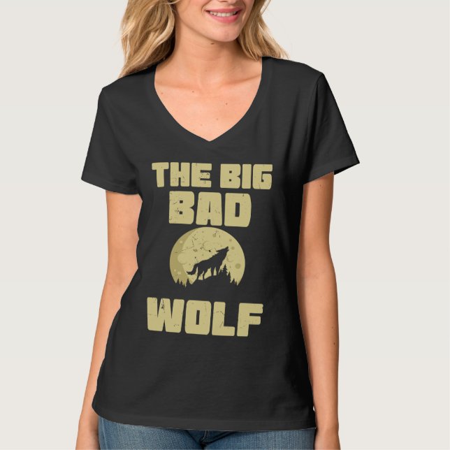 Camiseta Cool The Big Wolf Howling Moon Fairy Tale Readers (Frente)