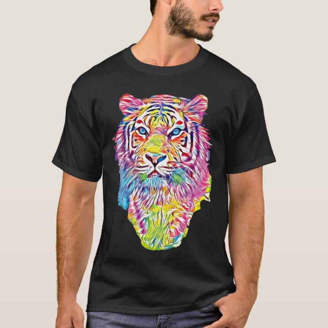 Camiseta Cool tiger in rainbow colors (Frente)