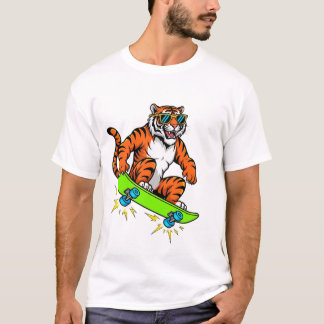 Camiseta Cool Tiger on Skateboard – Retro Street Style Cart