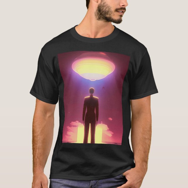 Camiseta Cool Ufo Art. Colorful Vibrant Alien Art. (Frente)
