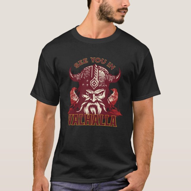Camiseta Cool Unique See You in Valhalla Viking For Him (Frente)