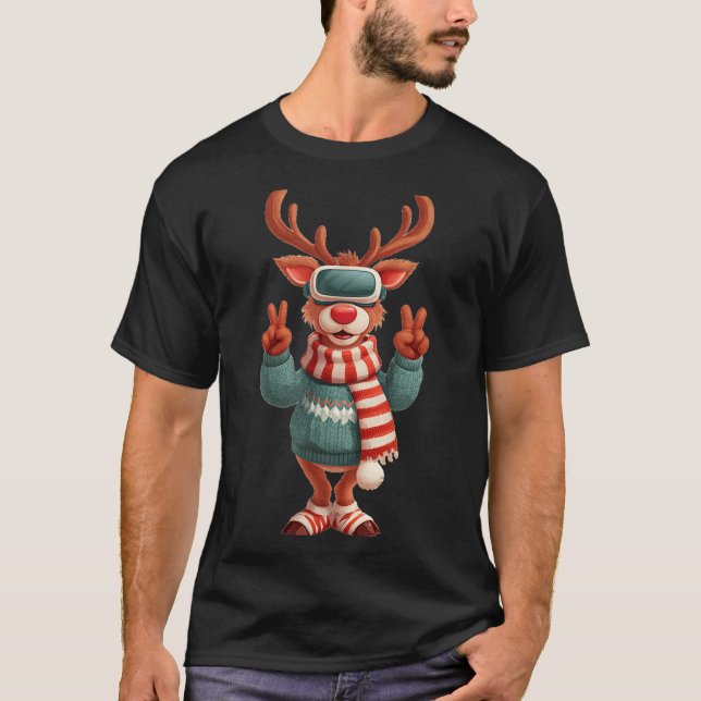 Camiseta Cool Virtual Reality Reindeer Costume For Adults A (Frente)
