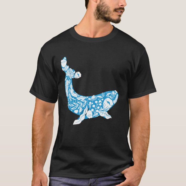 Camiseta Cool Whale Made Of Nature Elements Ocean (Frente)