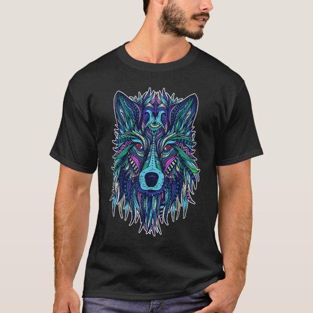 Camiseta COOL WOLF  for wolves  TRIBAL PATTERN (Frente)
