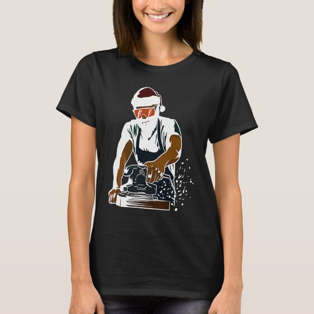 Camiseta Cool Woodworker Handyman with  Santa Hat (Frente)