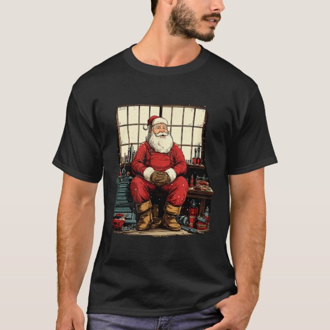 Camiseta Cool Workshop Santa Claus With Wrenches Tool Costu (Frente)