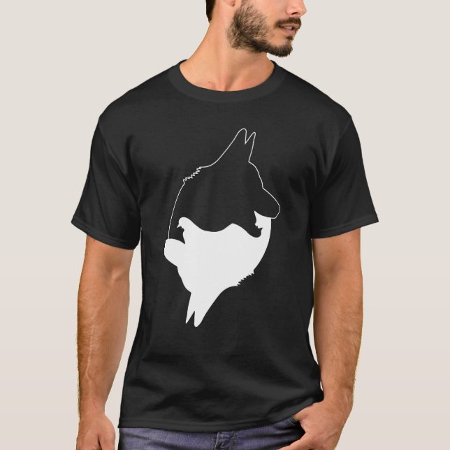 Camiseta Cool Yin Yang Dog Cute German Shepard With White I (Frente)