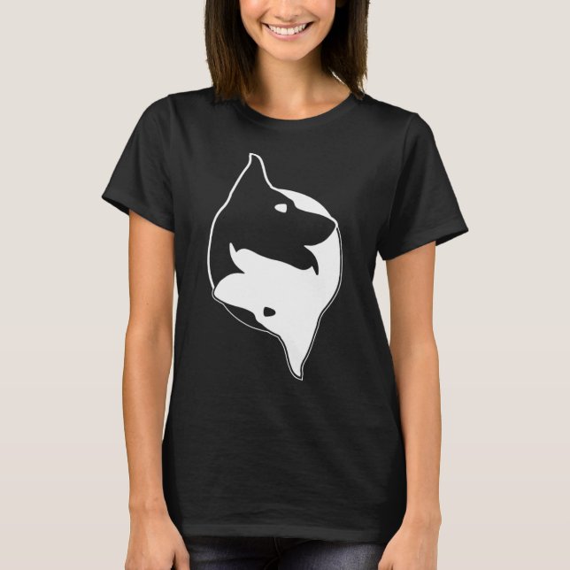 Camiseta Cool Yin Yang Dog Cute Shepherd Sheepdog Tee (Frente)