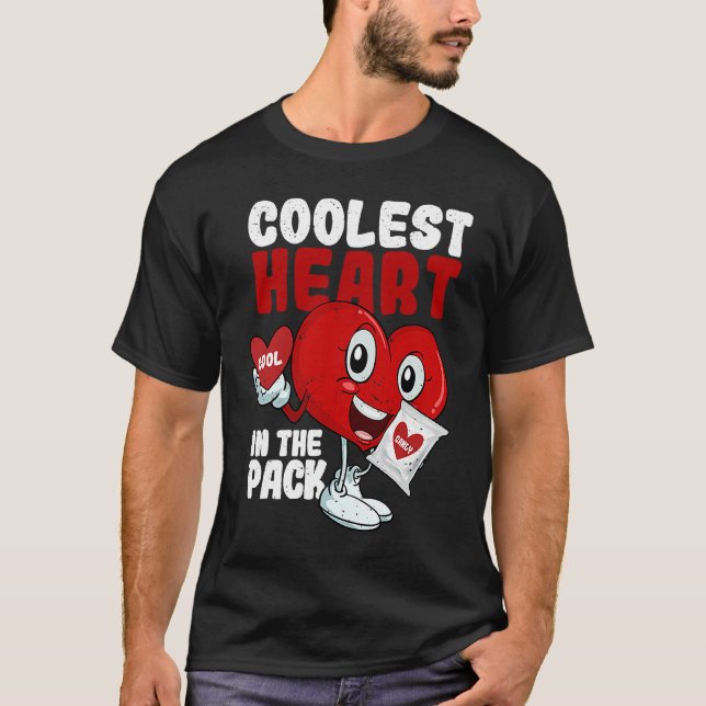 Camiseta Coolest Heart In The Pack  Valentine's Day Cool Ca (Frente)