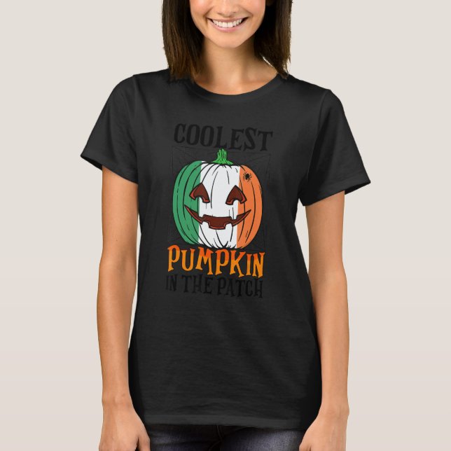 Camiseta Coolest Pumpkin In The Patch Ireland Flag Jack Ou2 (Frente)