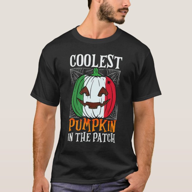 Camiseta Coolest Pumpkin In The Patch Italian Flag Jack Ou2 (Frente)