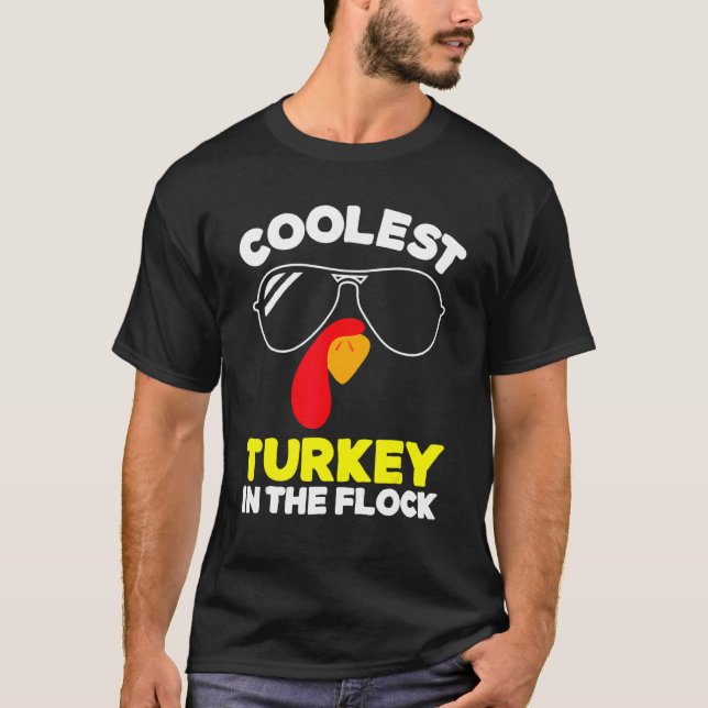 Camiseta Coolest Turkey In The Flock Toddler Boys Thanksgiv (Frente)