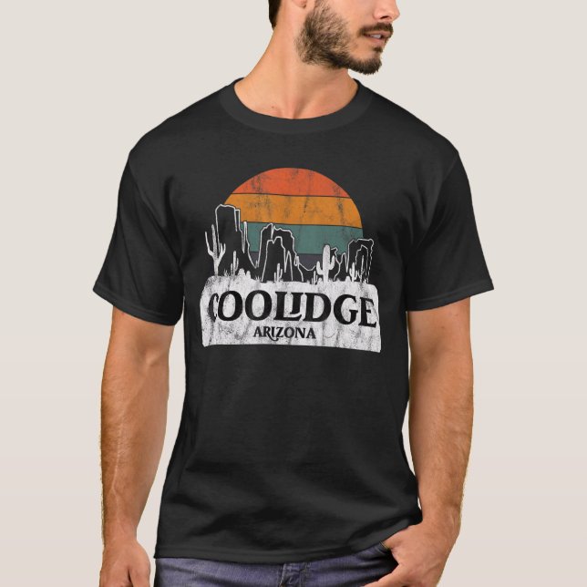 Camiseta Coolidge AZ Arizona Vintage sunset cactus Mountain (Frente)