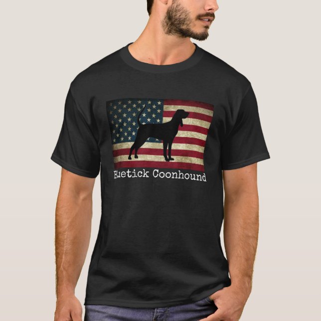 Camiseta Coonhound de Bluetick com bandeira americana (Frente)