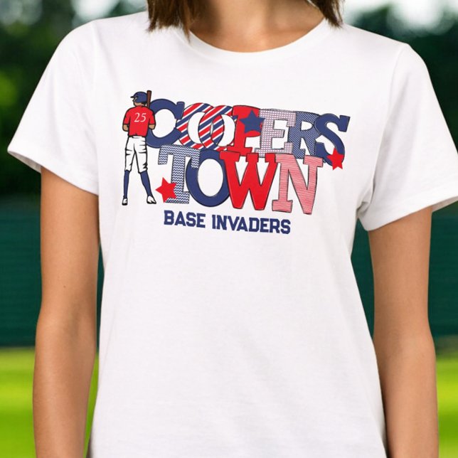 Camiseta Cooperstown Patriotic Letters Baseball Team Name (Criador carregado)