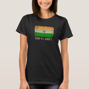Camiseta Coordenadas da Bandeira da Índia Homens Mulheres H