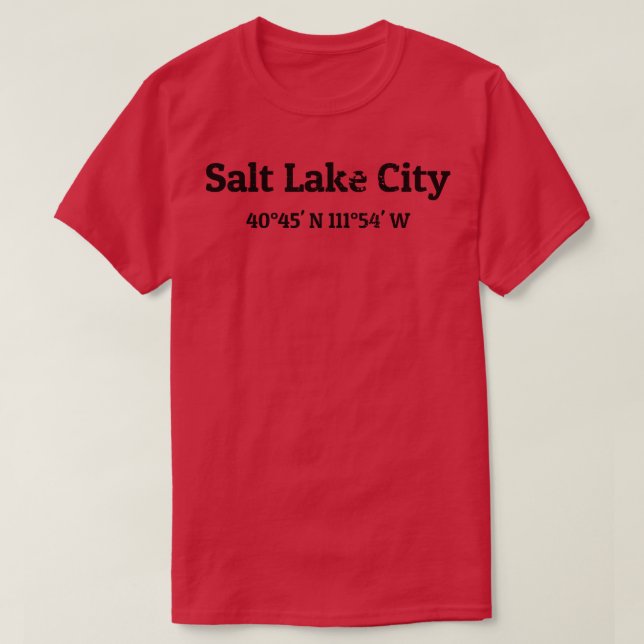 Camiseta Coordenadas da Cidade do Lago Salt (Frente do Design)
