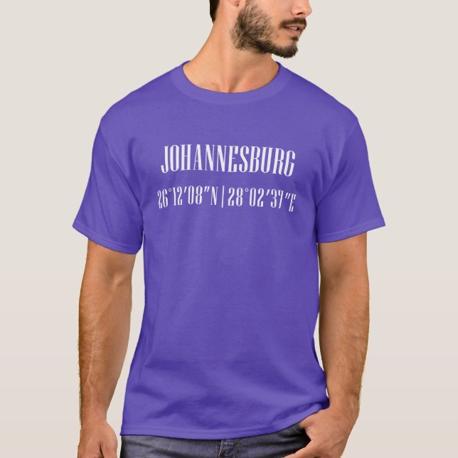 Camiseta Coordenadas da Cidade do menino de Joanesburgo (Frente)