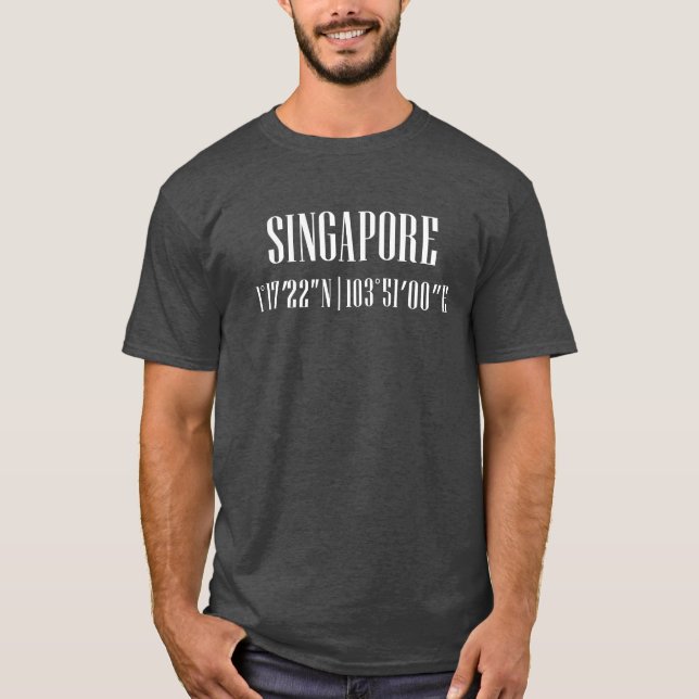 Camiseta Coordenadas da Cidade Singapura engraçado (Frente)