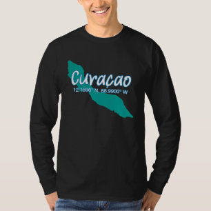 Camiseta Coordenadas da Ilha de Curaçao Turismo Férias